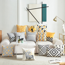 Cotton and linen Nordic pillow cases without core sofa pillow bedside cushion living room light luxury office waist pillow customization