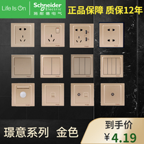 Schneider switch socket Jingyi series gold double double control single single control blank midway 86 type switch