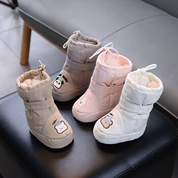 Baby's Ultra-Thick Warm Cotton Shoes for Autumn and Winter, High-Top Snow Boots, Infant Soft-Soled Fleece-Lined Long Windproof Foot Covers