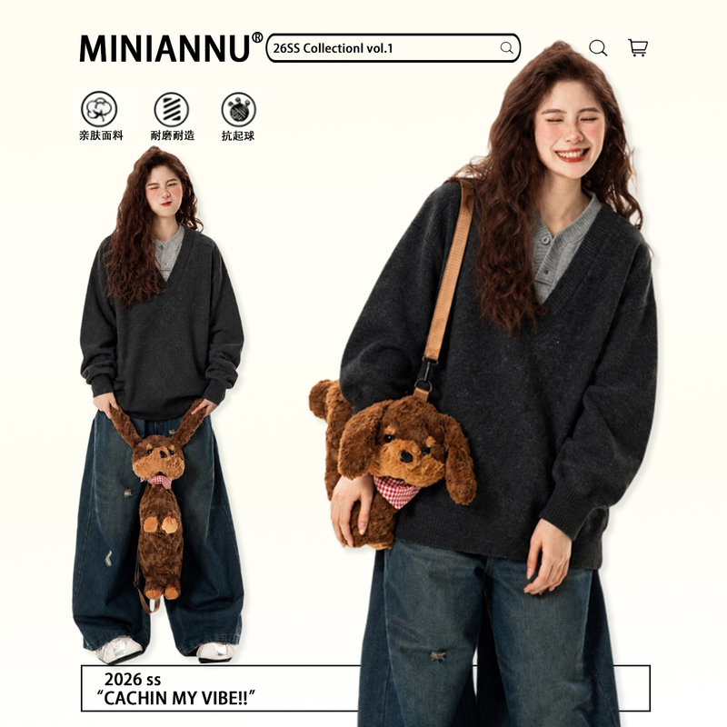 150kg Extra Large Size Women's Fake Two-Piece Black Knit Sweater for Autumn and Winter, Casual Loose V-Neck Pullover Sweater for Plus-Size Women 150kg Extra Large Size Women's Fake Two-Piece Black Knit Sweater for Autumn and Winter, Casual Loose V-Neck Pullover Sweater for Plus-Size Women