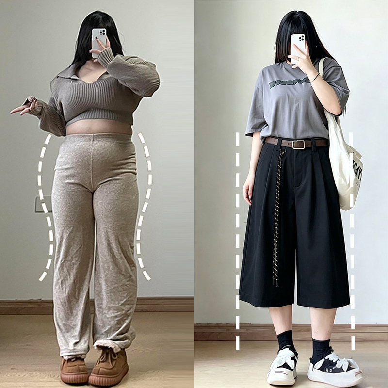 Plus Size Women's Black High-Waisted Cropped Suit Pants for Women, Versatile Casual Simple Drapey Wide-Leg Pants for Plus-Size Women Plus Size Women's Black High-Waisted Cropped Suit Pants for Women, Versatile Casual Simple Drapey Wide-Leg Pants for Plus-Size Women
