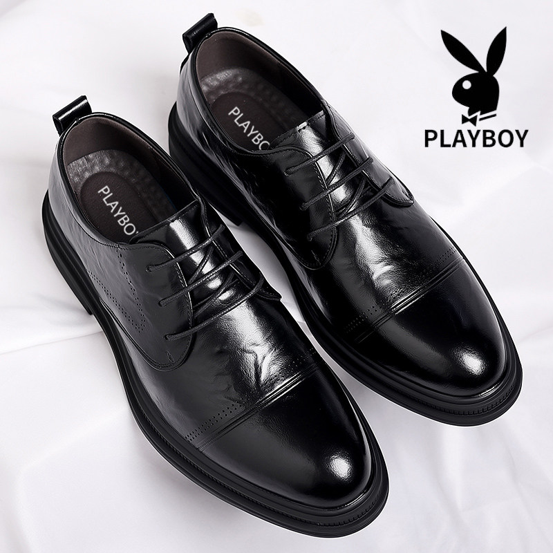 プレイボーイ メンズ カジュアル レザーシューズ 2025 本革 ビジネス フォーマル ダービーシューズ メンズ 身長アップ 新郎 ウェディングシューズ