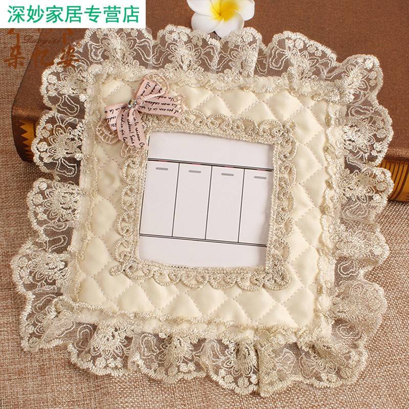 European Lace Embroidered Switch Stickers Quilted Fabric Switch Cover Dustproof Cover Decorative Wall Stickers Socket Protective Cover
