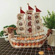 Large dragon boat shell conch handmade crafts shell boat collection ornaments birthday opening gift gift handmade