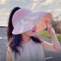 Childrens sun protection hat girls spring and summer UV 2024 new Korean version gradient empty top baby sun hat hat trend