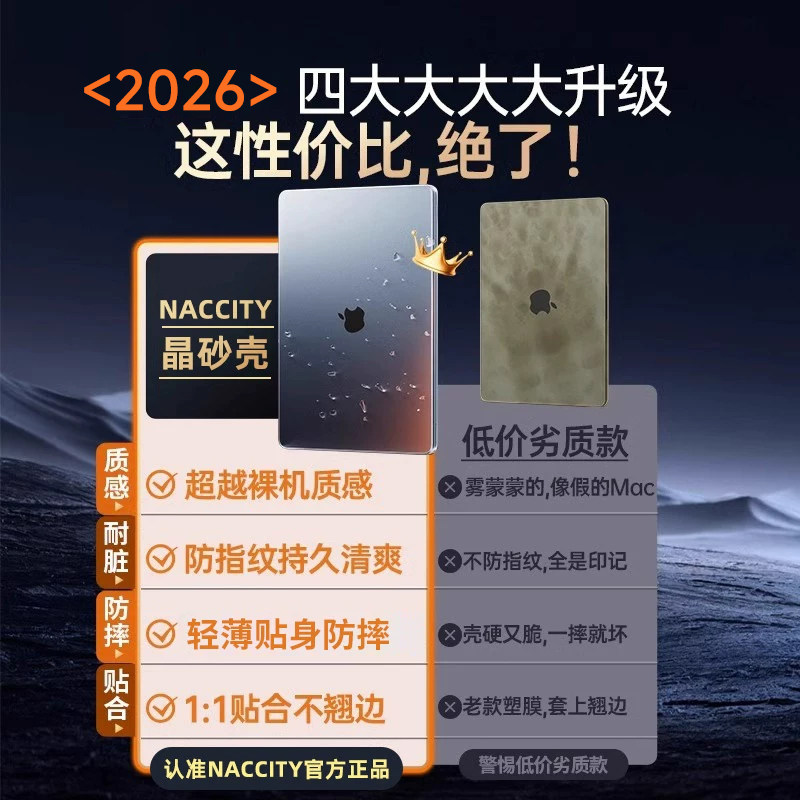 🌟 MacBook终极防护罩！NACCITY 保护壳让你的电脑从此无忧🌟-笔记本炫彩贴-淘宝好物网