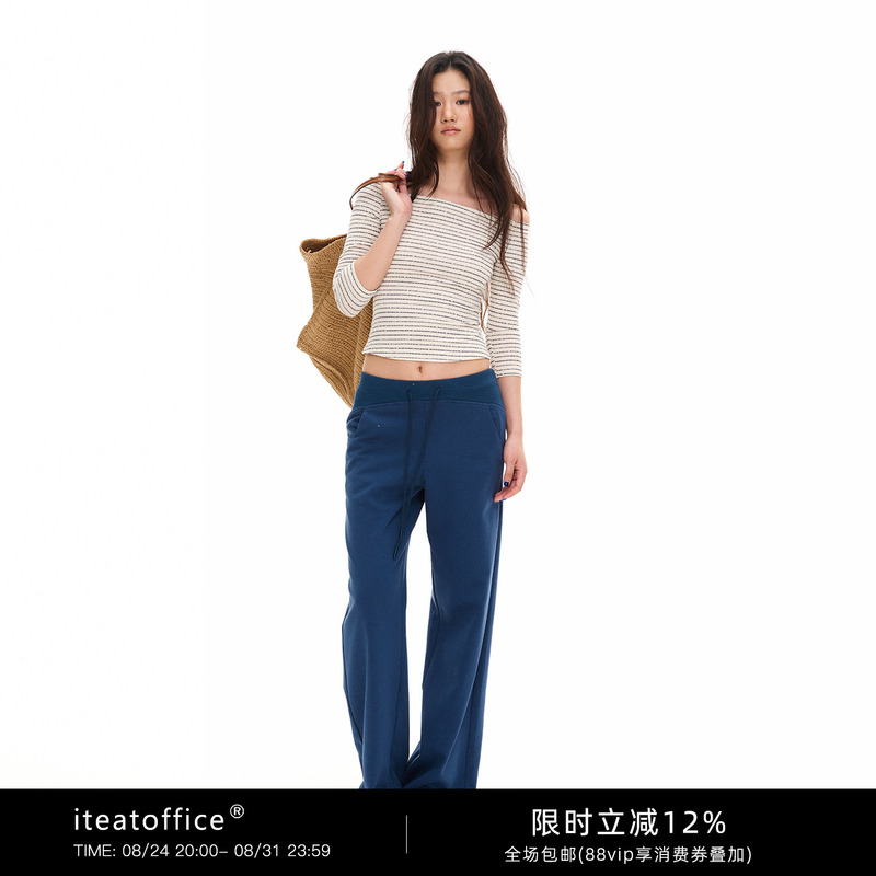 Iteatoffice* Retro Style Off-Shoulder Three-Quarter Sleeve Knitted Top for Women, Slim Fit Striped Top Iteatoffice* Retro Style Off-Shoulder Three-Quarter Sleeve Knitted Top for Women, Slim Fit Striped Top