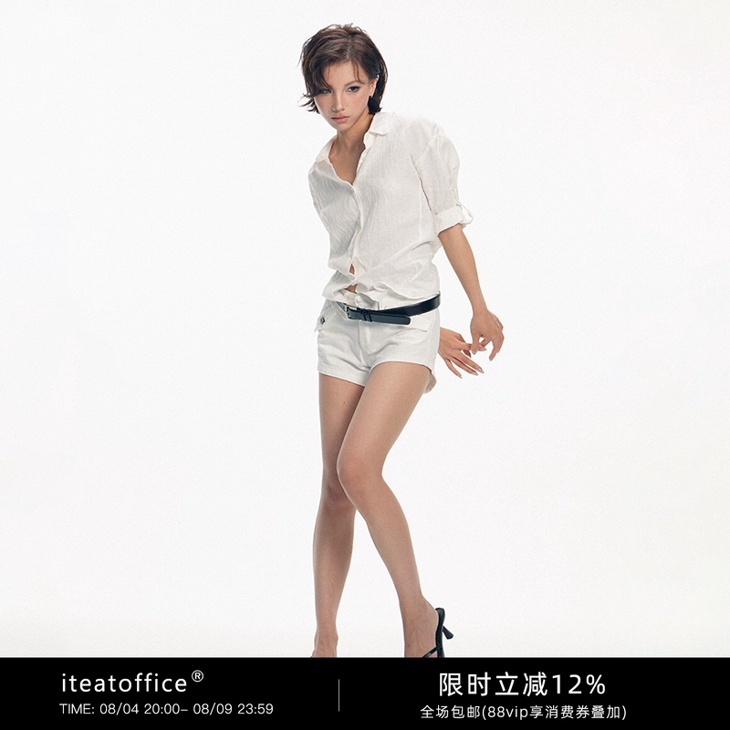 Iteatoffice High Intelligence Old Money Style Linen Shirt Relaxed Loose Casual Shirt Top