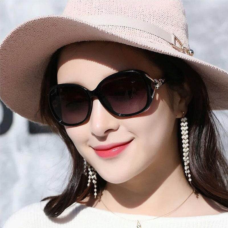 DE sunglasses female HD anti-outside round face Shiming the same sun star glasses female other its dark purple mirror female