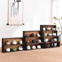 Solid table rack storage wooden cabinet Bogu rack tea tea XMG cup holder tea tray tea shed teapot step surface ladder ornaments