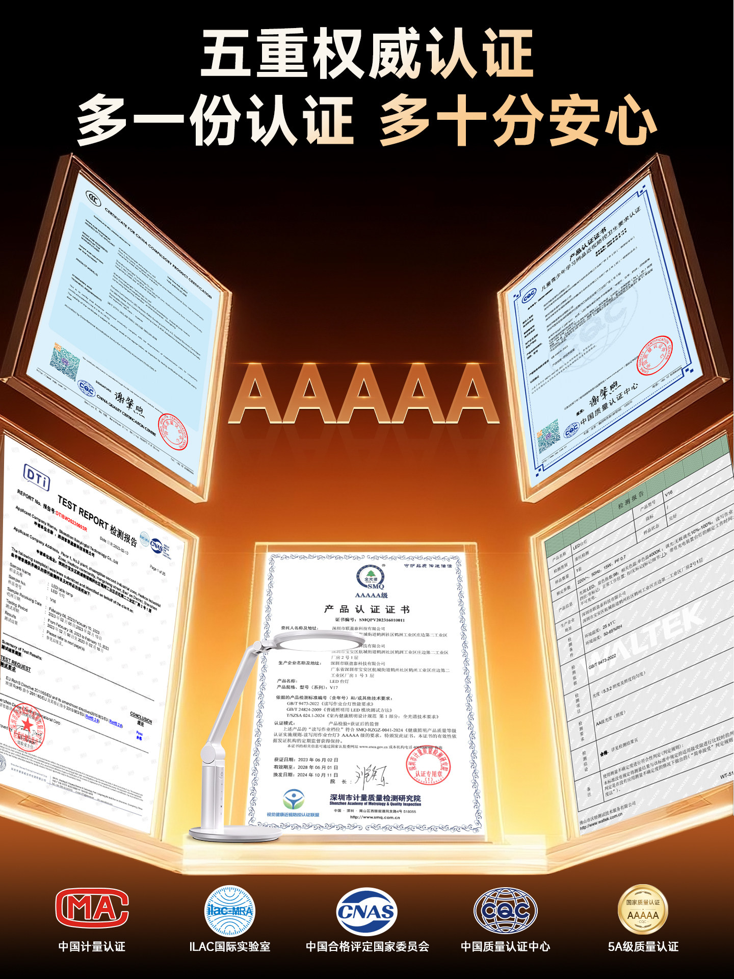 Oaks Desk Lamp, Eye Protection, Special for Studying, Anti-Myopia, Student and Kidsren Reading and Writing Homework, Dormitory Rechargeable Bedside Lamp