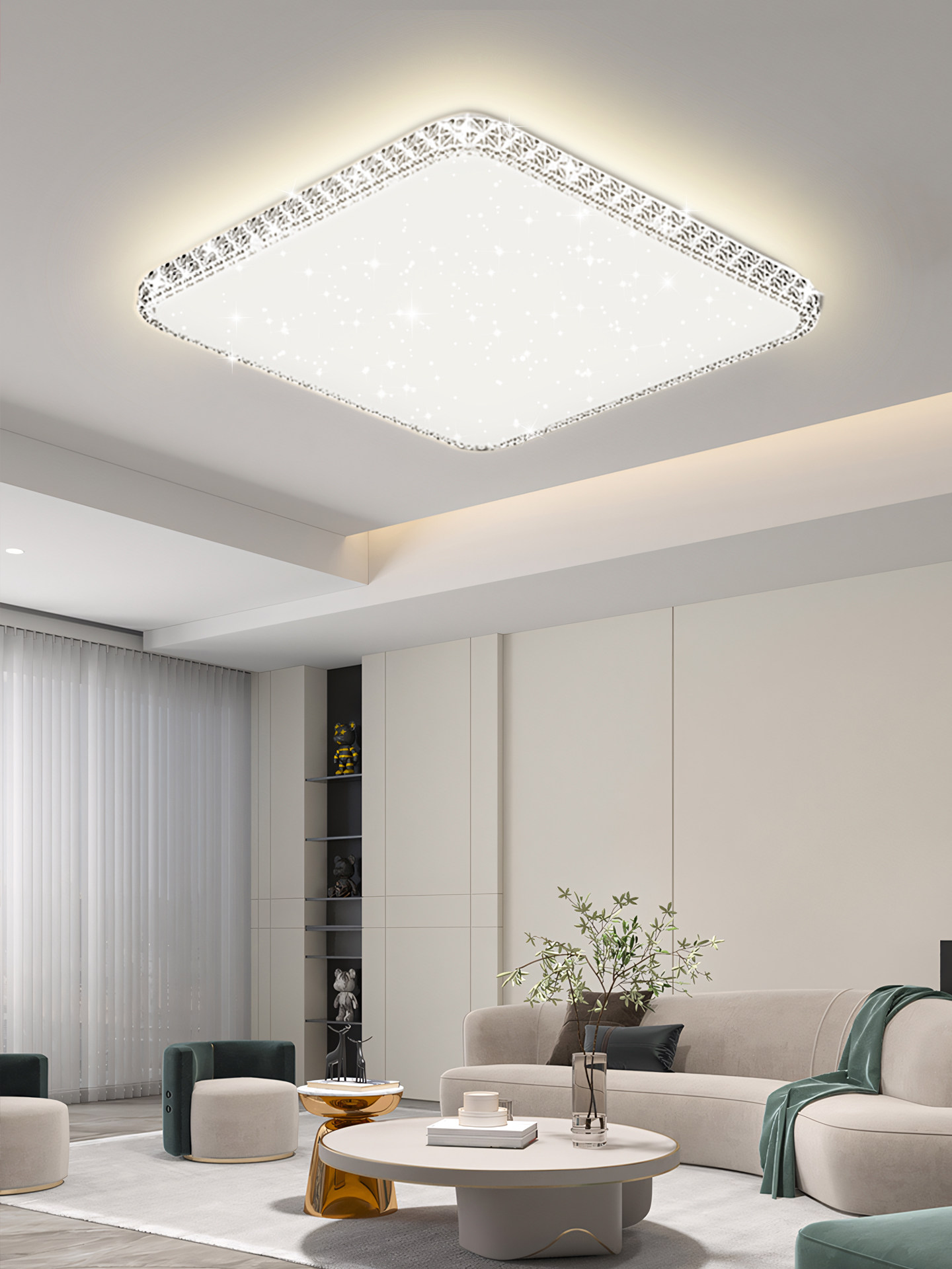 Modern Minimalist Bedroom Crystal Led Ceiling Light, Elegant Full-Spectrum Bedroom Light, Zhongshan Lighting 2025 New Model