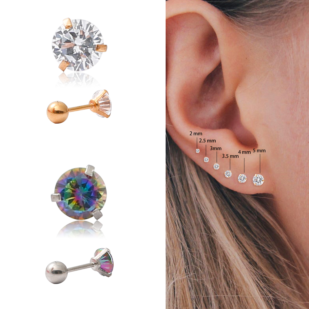 SMALL ROUND CZ TRAGUS CARTILAGE ROOK HELIX SNUG CONCH EARRIN