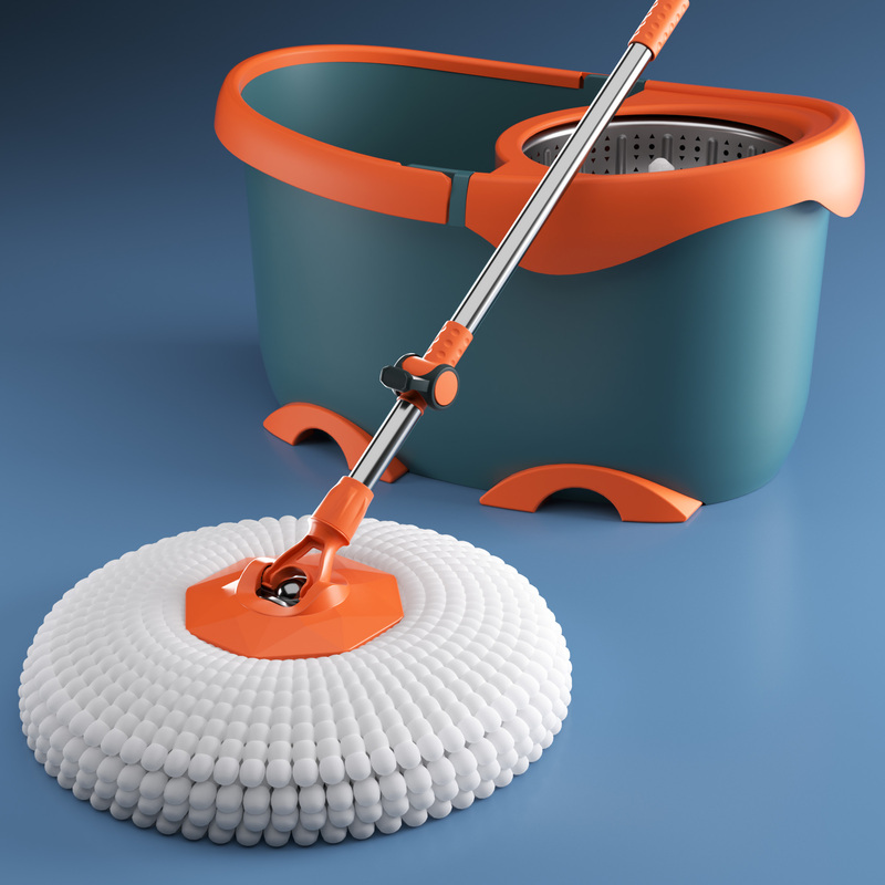Japanese Premium Mop New Model for Home Use, One-Sweep Clean, Self-Wringing, Rotating, Hands-Free, Dual-Drive Automatic Drying Mop Bucket