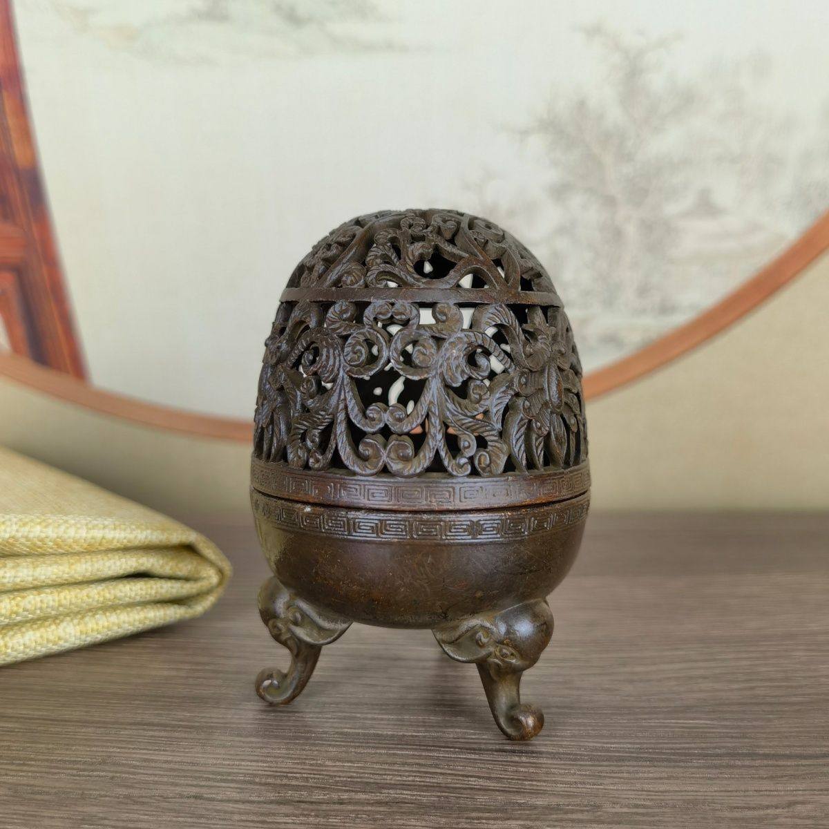 緑屋hc□ 中国古玩 象 舎利塔形 交趾 香炉 木箱 宋時代