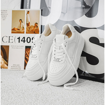 YUN DUAN) Lightweight foam thick-soled Xiaobai girl 2024 spring and summer new style simple round head cowhide casual board