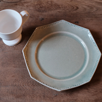 Kenmune Yoshida Japanese handmade ceramics vintage octagonal bowl octagonal plate