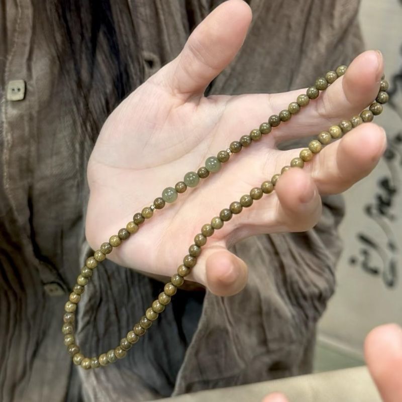 Double-Layered Wooden Bead Bracelet for Women, Trendy Niche Design, New Chinese Style, Couple's Wooden Buddhist Bracelet