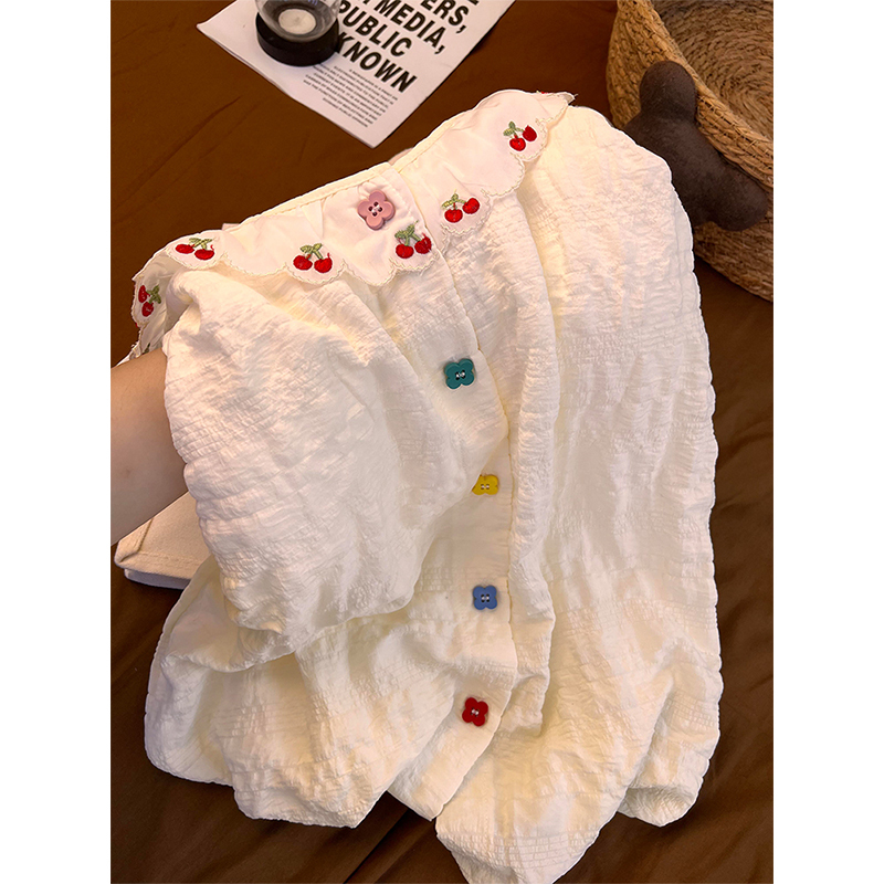 Women's Pajamas with Chest Pads, Spring and Autumn Cloud Cotton Long-Sleeved 2026 New Style, Super Popular, Cute and Sweet Cherry Loungewear Women's Pajamas with Chest Pads, Spring and Autumn Cloud Cotton Long-Sleeved 2026 New Style, Super Popular, Cute and Sweet Cherry Loungewear