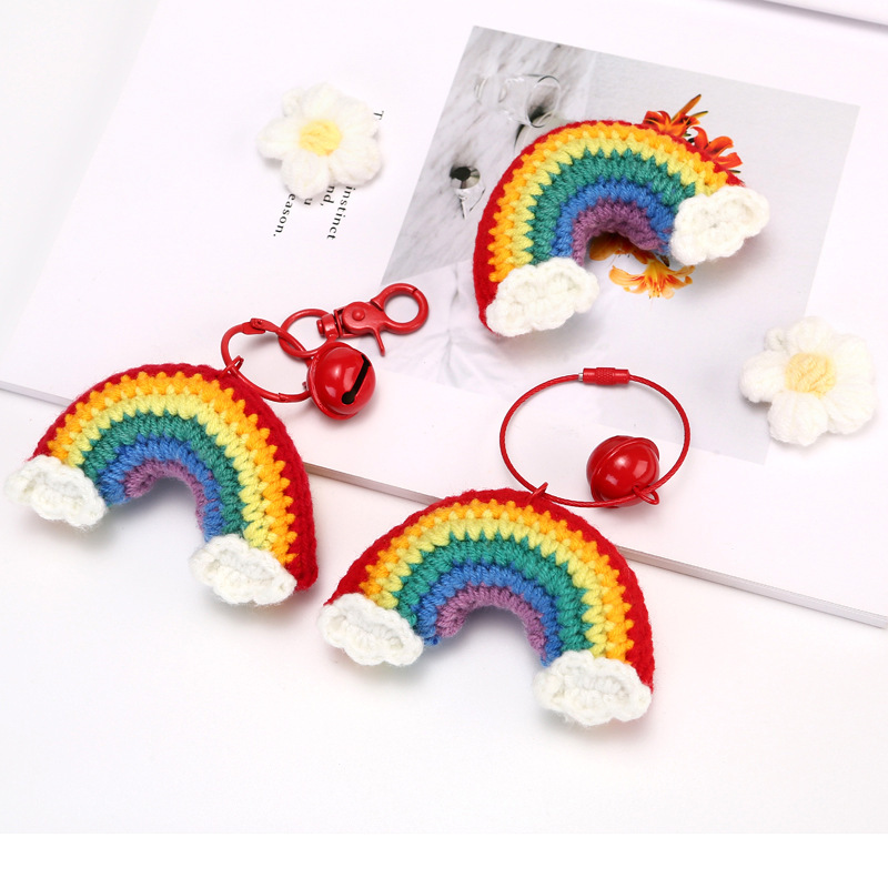 Handmade DIY Woven Rainbow Keychain Car Pendant Car Bag Decoration Student Best Friend Small Gift