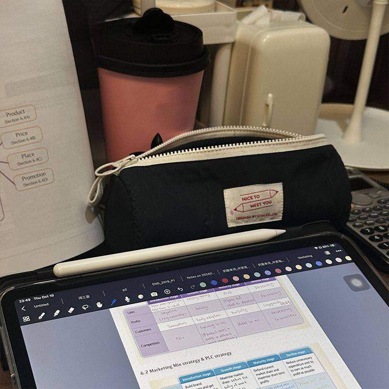 Korean-Style Minimalist Stationery Bag, Ins-Style Japanese High School Girls' Solid Color High-Value Personalized Pencil Case with Zipper