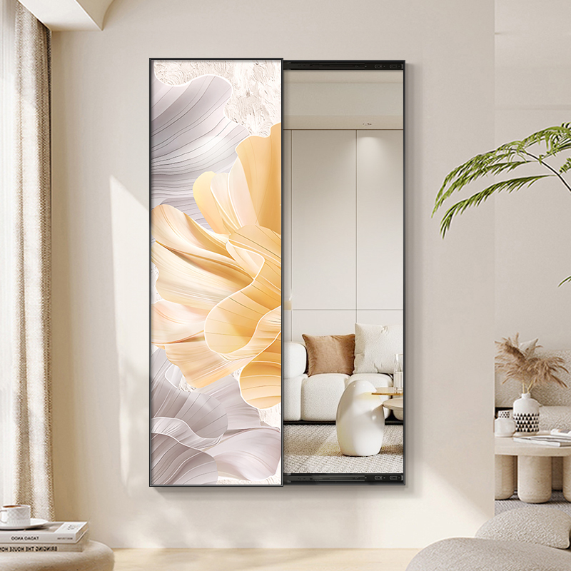 Cream-Colored Hidden Full-Length Mirror with Sliding Feature, Decorative Wall Hanging for Entryway, Invisible Dressing Mirror, Wall Art, Fitting Room Mirror