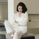 Victoria ice silk pajamas for women 2024 autumn and winter pure cotton thin casual long-sleeved high-end home wear set