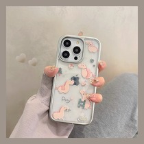 Korean trendy brand ins style transparent full screen cute cartoon suitable for Apple 15promax mobile phone case iphone14pro all-inclusive 13 anti-fall 12 protective cover max personalized creativity