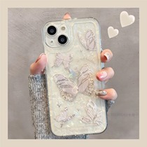 South Korean tide applies Apple 14 mobile phone shell iphone15promax Shell Striped gold Butterfly ins the new 12 Net Red Womens section 14 Advanced senses 12Pro Superfire exploits 1