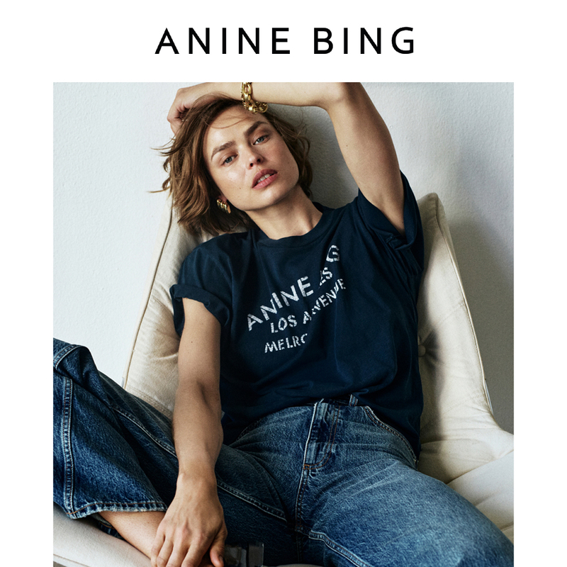 Anine Bing Cade T-Shirt Women's Logo Print Short Sleeve t Urban Series 2026 Summer New Style Anine Bing Cade T-Shirt Women's Logo Print Short Sleeve t Urban Series 2026 Summer New Style