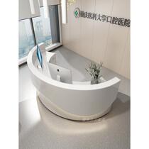 Guangxi customized round painted front desk circular nurse station reception desk medical guide desk welcome platform dental service desk
