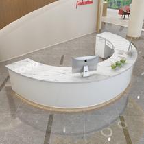 Guizhou custom-made semi-circular arc-shaped painted front desk plastic surgery hospital foyer marble bar cabinet light luxury service