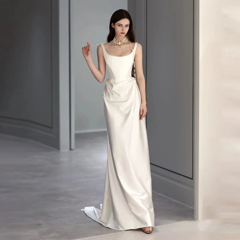 Wedding dress, advanced evening dress, french style, lifting effect, lace dress, high-quality style