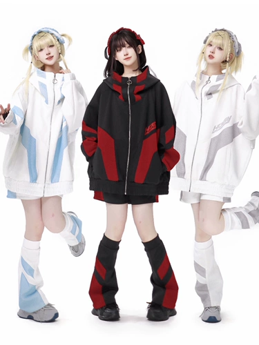 [Виртуальный возраст] горячий сестренка Litto Morning Jacket, серо -белая красная и черная вода цвет