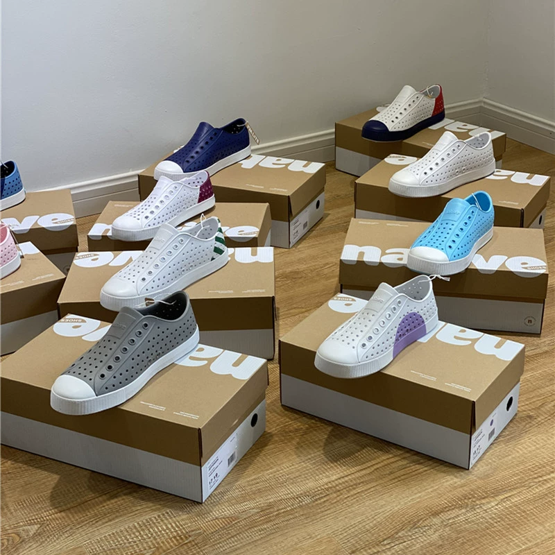 Синие кожаные ботинки Native Jefferson hole shoes для мужчин и женщин, повседневная обувь, пляжные нескользящие босоножки