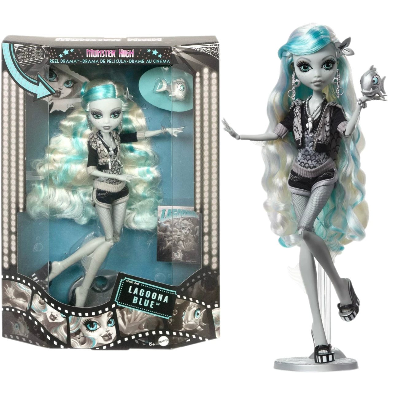 Кукла (Monster High) Reel Drama — чёрно‑белая коллекционная, разные персонажи