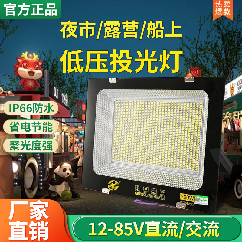 LED投光灯低压船用直流电瓶12V24V36V100W电瓶射灯户外防水