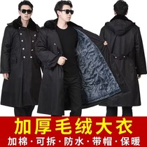 Security work clothes winter clothing lengthened cotton clothes female anti-cold black Lianhood winewear Old style autumn winter freezer glistening