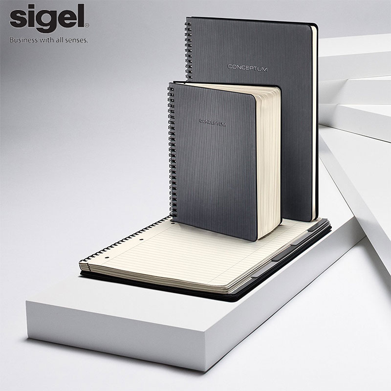 Germany imported sigel coil notebook Hard copy tearable page notepad Sub horizontal line square inner page Business office meeting record book Soft post-it note book A5 A4 gift stationery