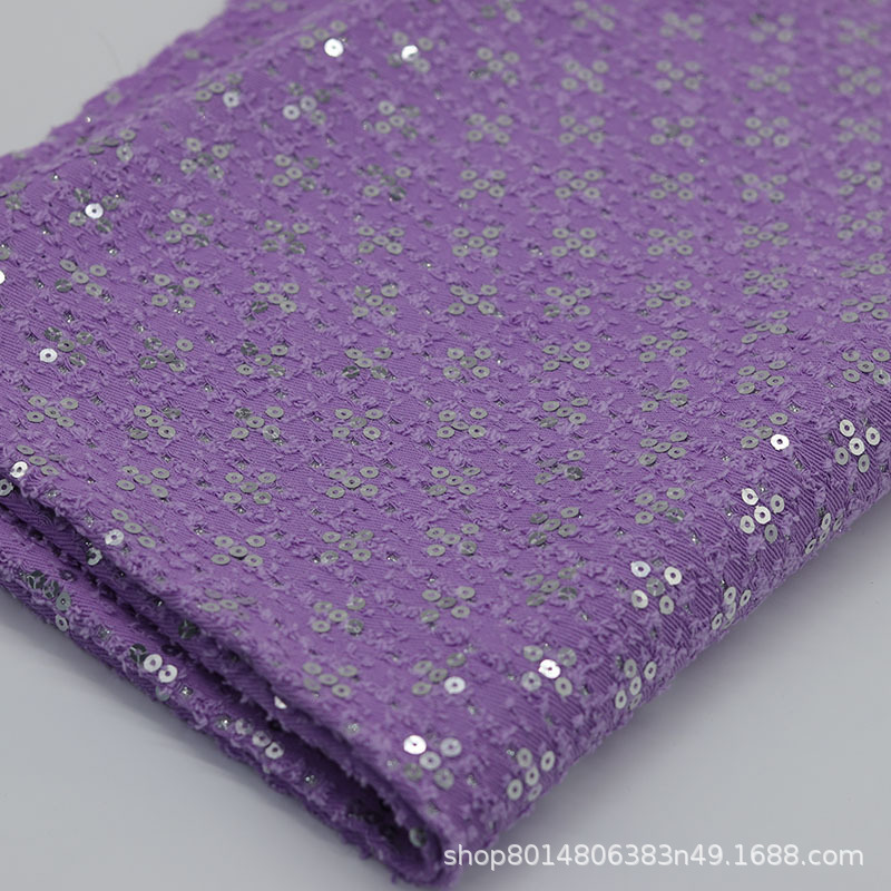 Purple Yarn Card Embroidered Sequins Non-Elastic Pure Cotton Embroidered Washed Denim Fabric Denim Jacket Jeans Fabric