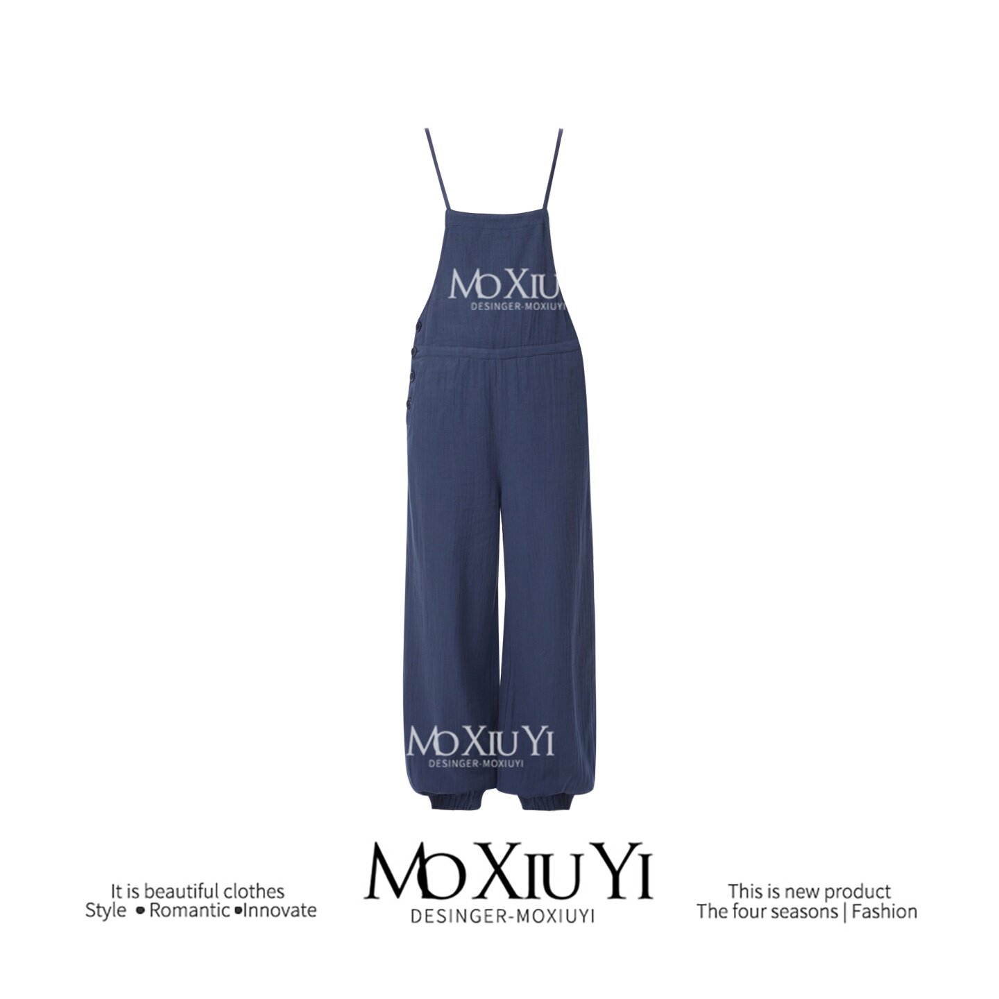 MoXiuYi STUDIO [在庫あり] シンプルなリラックスフィット、ゆったりとしたテーパードレッグのジャンプスーツ（バックタイ付き）