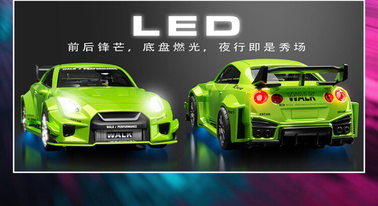 宏星RC漂移车合金四驱陀螺仪911遥控蚊车赛车模型全比例电动GTR遥控车详情8