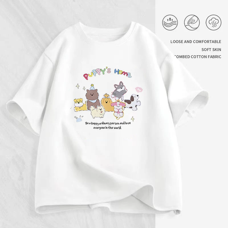 Футболка унисекс oversize с круглым воротом и коротким рукавом, летняя с мультяшным принтом, размеры M–2XL