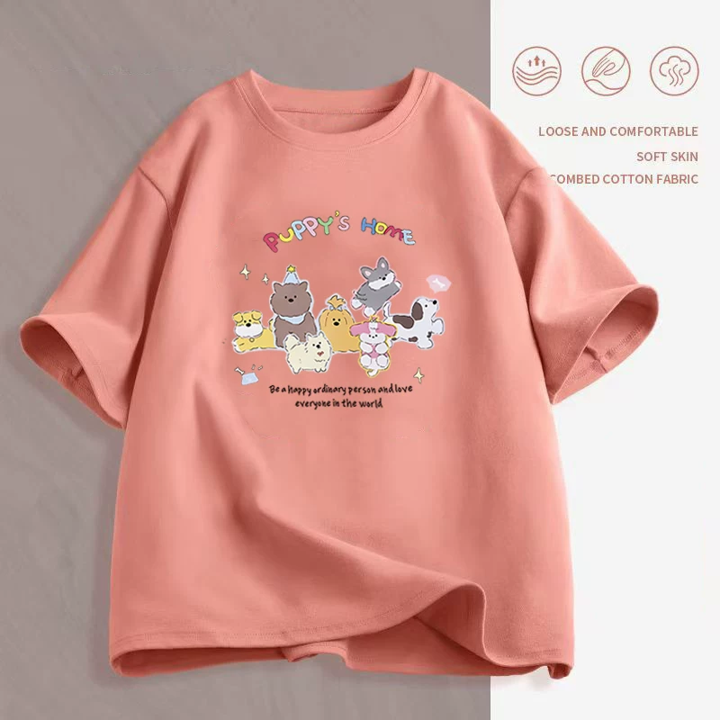 Футболка унисекс oversize с круглым воротом и коротким рукавом, летняя с мультяшным принтом, размеры M–2XL