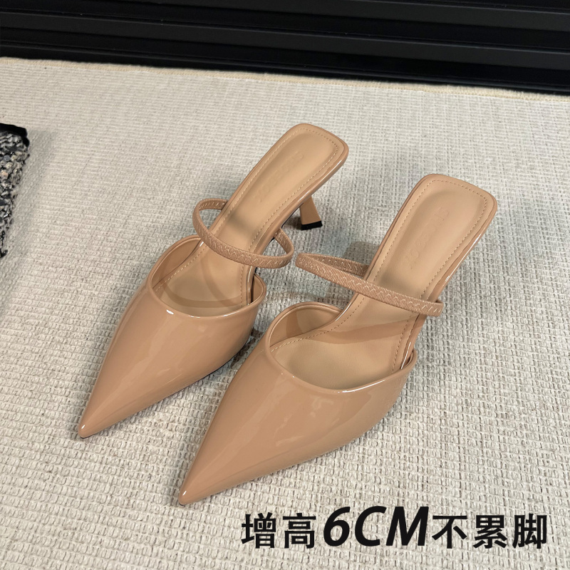 French-Style Pointed-Toe Mule Sandals for Women, 2026 Summer New Model, Nude Color, Suitable for Outdoor Wear, with Thin High Heels, Elegant and Stunning French-Style Pointed-Toe Mule Sandals for Women, 2026 Summer New Model, Nude Color, Suitable for Outdoor Wear, with Thin High Heels, Elegant and Stunning