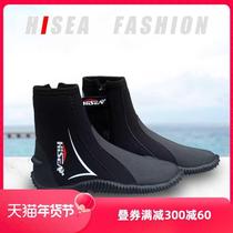 High - gang diving boots men and women to cut off scrape and thick - sole dive shoes 5mm watery stream and sea snorkeling equipment