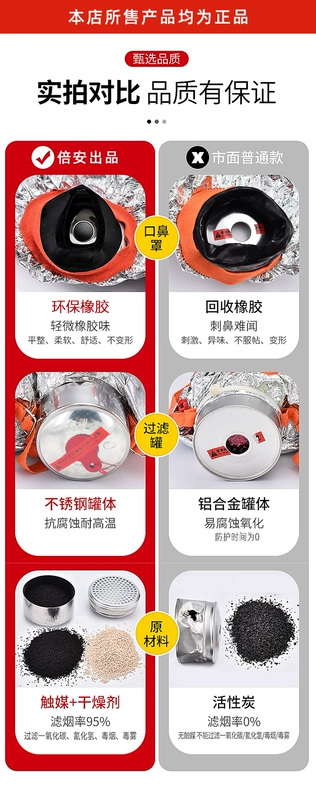 Mặt nạ phòng cháy chữa cháy mặt nạ chống vi-rút chống khói khách sạn khách sạn hộ gia đình thoát hiểm mặt nạ phòng độc tự cứu chứng nhận 3C mặt nạ phòng độc khí co