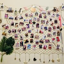 * Wall decorations arrange coffee shop props hanging net rope wall wall hanging creative background linen photo