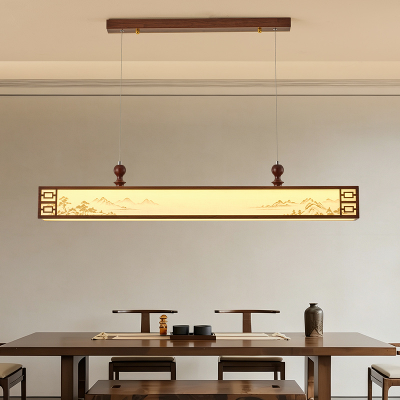 Song's Aesthetic Tea Room Chandelier Zen Study Bar Tea Table Dining Room Chandelier Long Strip New Chinese Style Chinese-Inspired Lighting Fixtures Song's Aesthetic Tea Room Chandelier Zen Study Bar Tea Table Dining Room Chandelier Long Strip New Chinese Style Chinese-Inspired Lighting Fixtures