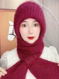 Демисезонная удерживающая тепло шапка, шерстяной утепленный плетеный шарф с капюшоном